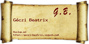 Géczi Beatrix névjegykártya